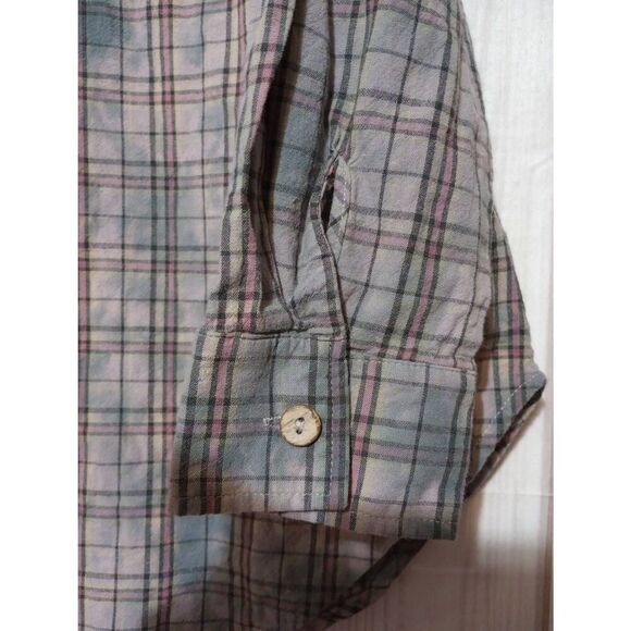 Peach Love Shirt Ladies Small Oversized Button Front Long Sleeve Light Weight Bl - Picture 4 of 7